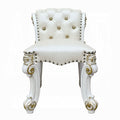 Beige And Antique Silver Vanity Stool With Trim Beige Vanity Stools Bedroom Rectangular Beige Armless Faux Leather