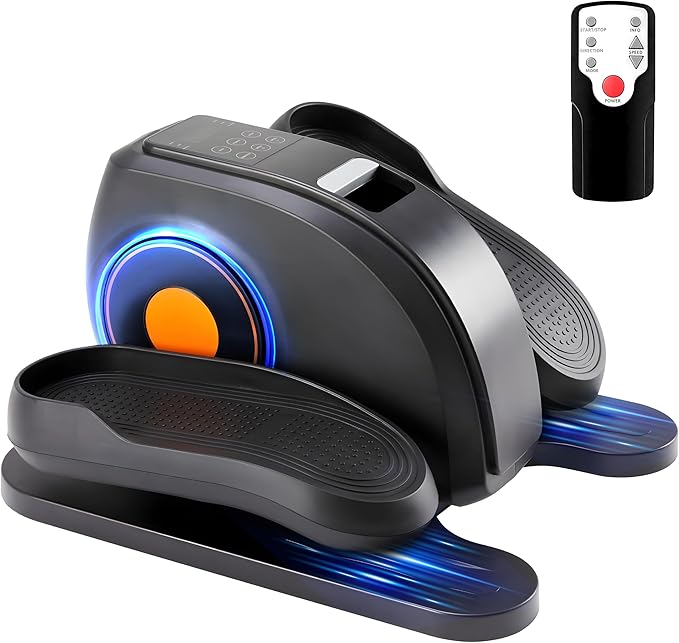 Under Desk Elliptical Machine With Remote Control, Electric Ellipse Leg Exerciser For Seniors Adults Home, 12 Adjustable Speeds, Quiet Portable Seated Pedal Exerciser, Led Monitor, Fully Assembled