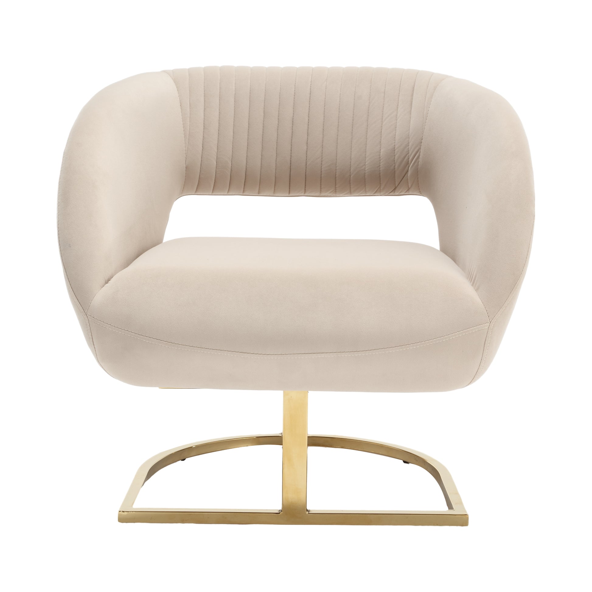 Coolmore Upholstered Tufted Living Room Chair Textured Linen Fabric Accent Chair With Metal Stand Beige Velvet