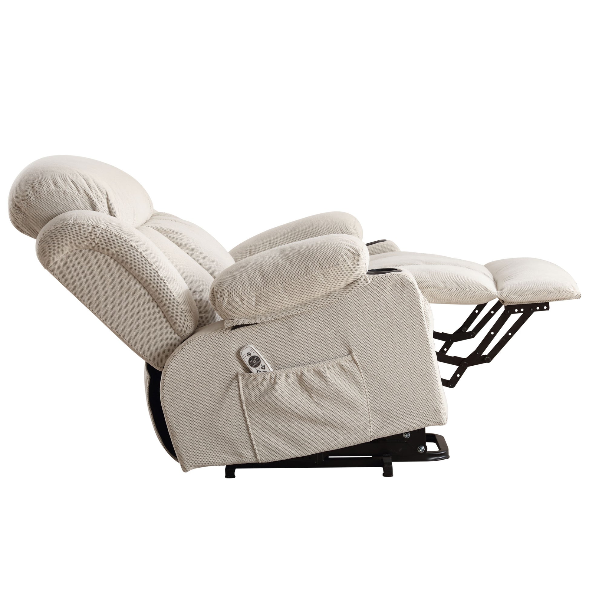 Power Lift Recliner Chair With Heat And Massage Electric Fabric Recliner Chair For Elderly With Side Pocket, Usb Charge Port, Remote Control For Living Room Beige A B Beige Velvet Metal Soft Heavy Duty Cotton Velvet