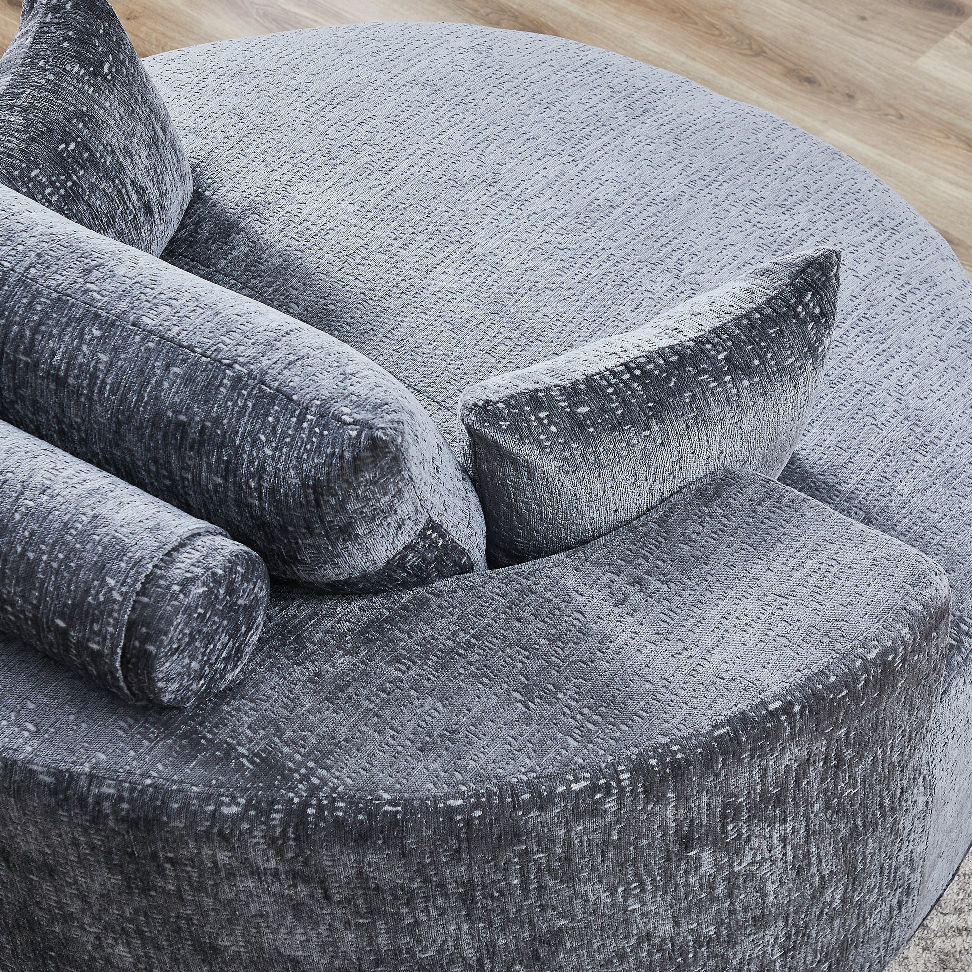 55''L Chenille Sponge Single Sofa,No Assembly Required,Fluffy Modern Sleeper Chair For Living Room, Bedroom, Lounge And Projection Room Not A Swivel Chair. Grey Foam Chenille 1 Seat