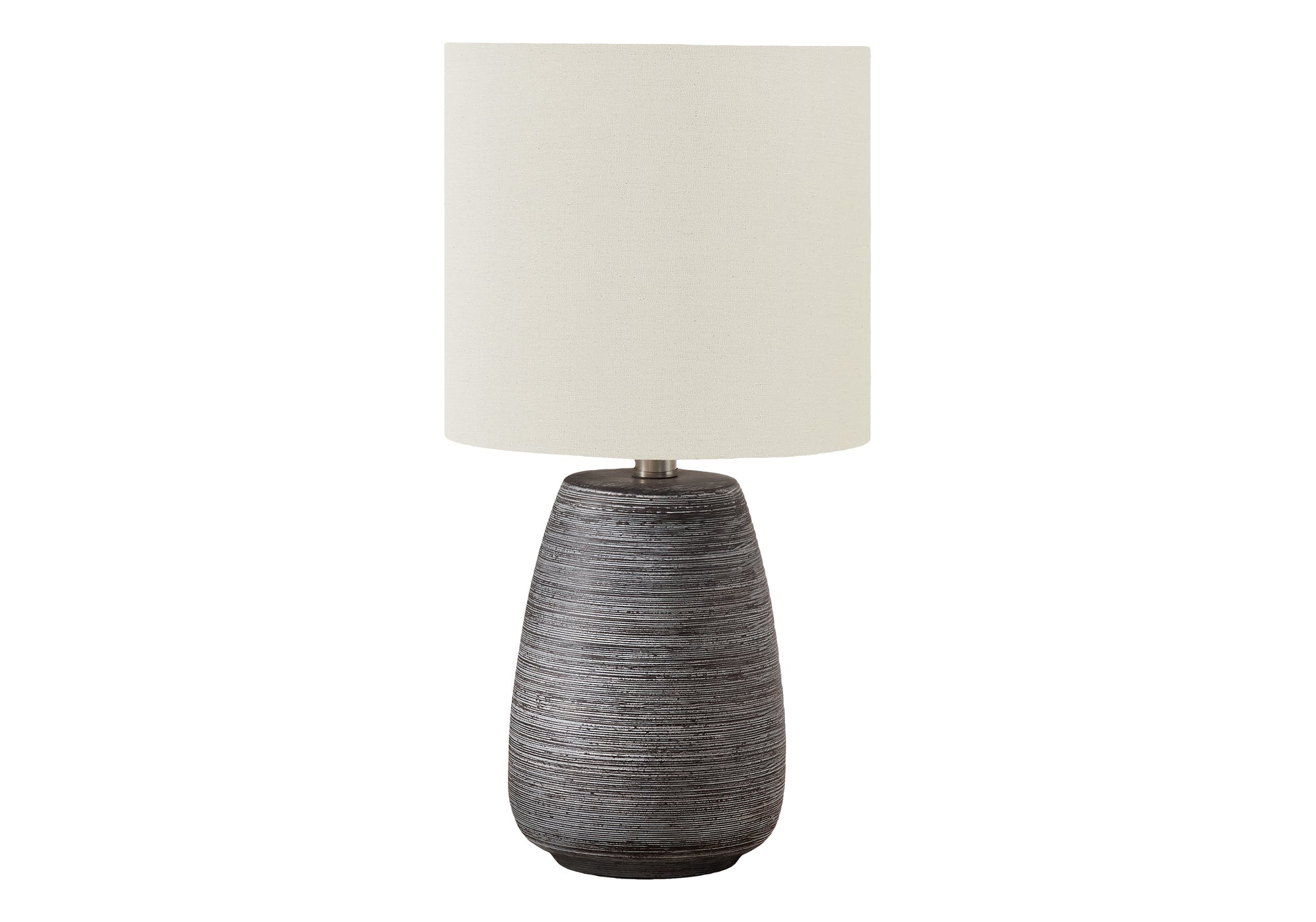 Lighting, 19"H, Table Lamp, Grey Ceramic, Ivory Cream Shade, Contemporary Grey Ceramic