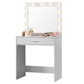 Vanity Desk With Mirror And Lights, Dressing Table With Large Drawer, 1 Level Storage Dresser & 3 Lighting Modes Adjustable Brightness, Suitable For Bedroom White White Particle Board