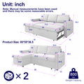 85 Inches Sofa Bed, 3 Seater Sleeper Sofa With Storage Chaise, Square Handrail With Pull And Copper Nail,Chenille, Pull Out Couch For Living Room Blue Chenille 3 Seat