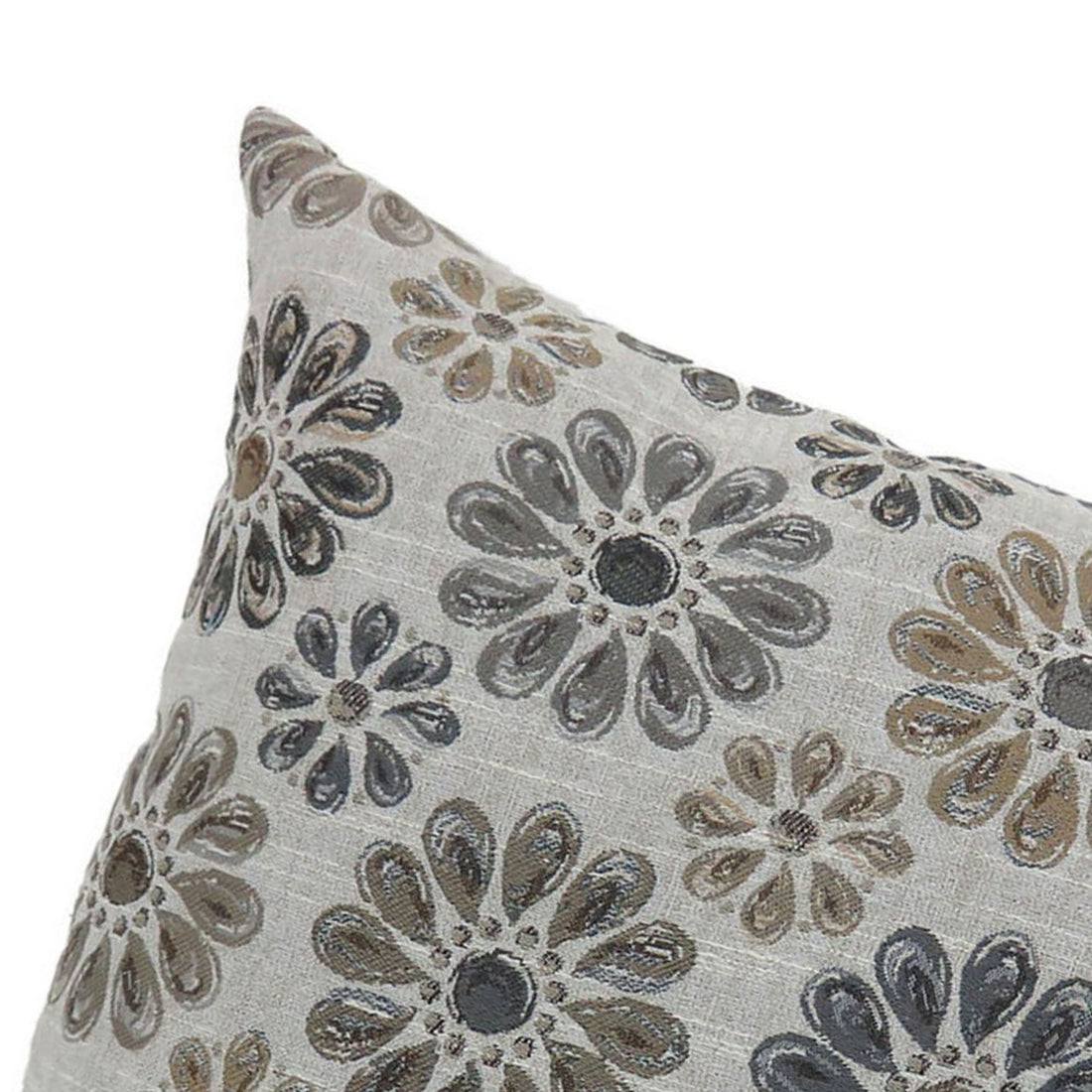 Contemporary Style Floral Designed Set Of 2 Throw Pillows, Gray Gray Polyester