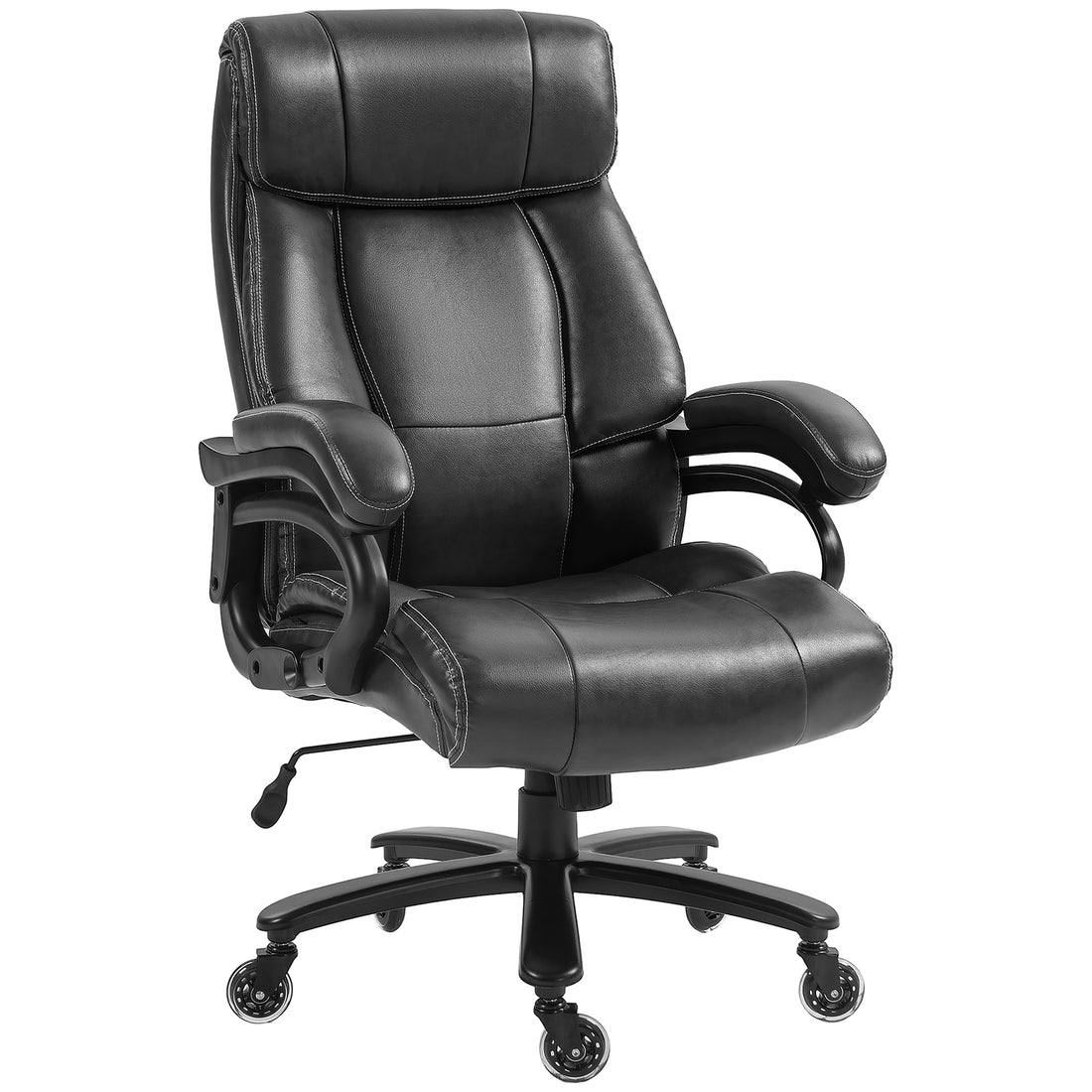 Vinsetto Big And Tall Office Chair, Pu Leather Desk Chair 400Lb, Black Black Pu Leather