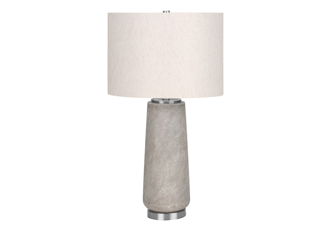 Lighting, 29"H, Table Lamp, Grey Resin, Ivory Cream Shade, Modern Grey Polyresin