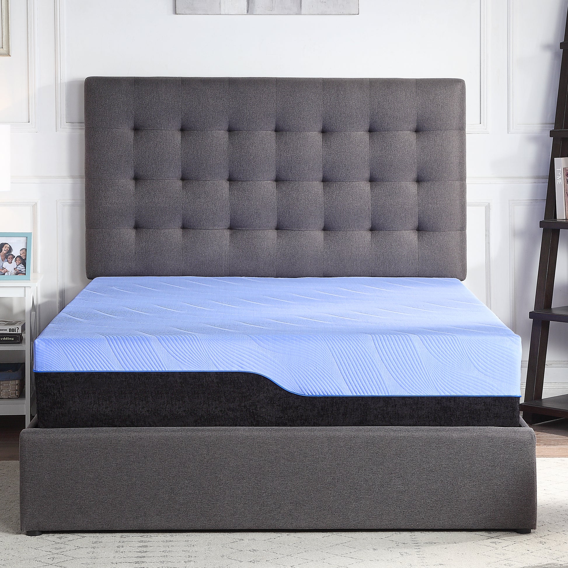Refresh 12 Inch Hybrid Cooling Fast Responding Latex Foam And Coil Adult Mattress, Queen Size Blue Foam Foam Spring Queen