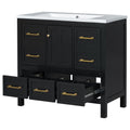 36'' Bathroom Vanity With Resin Sink Combo, Solid Wood Frame Bathroom Storage Cabinet, Freestanding Vanity Set With 5 Drawers& Soft Closing Doors Same As Sw000142Aab Black Bathroom Solid Wood Mdf Resin