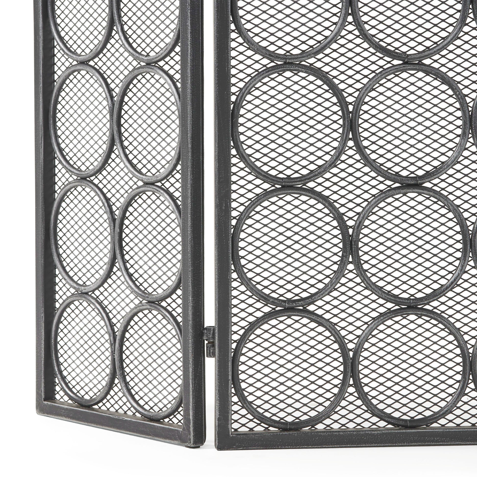 Fire Screen Black Silver Iron