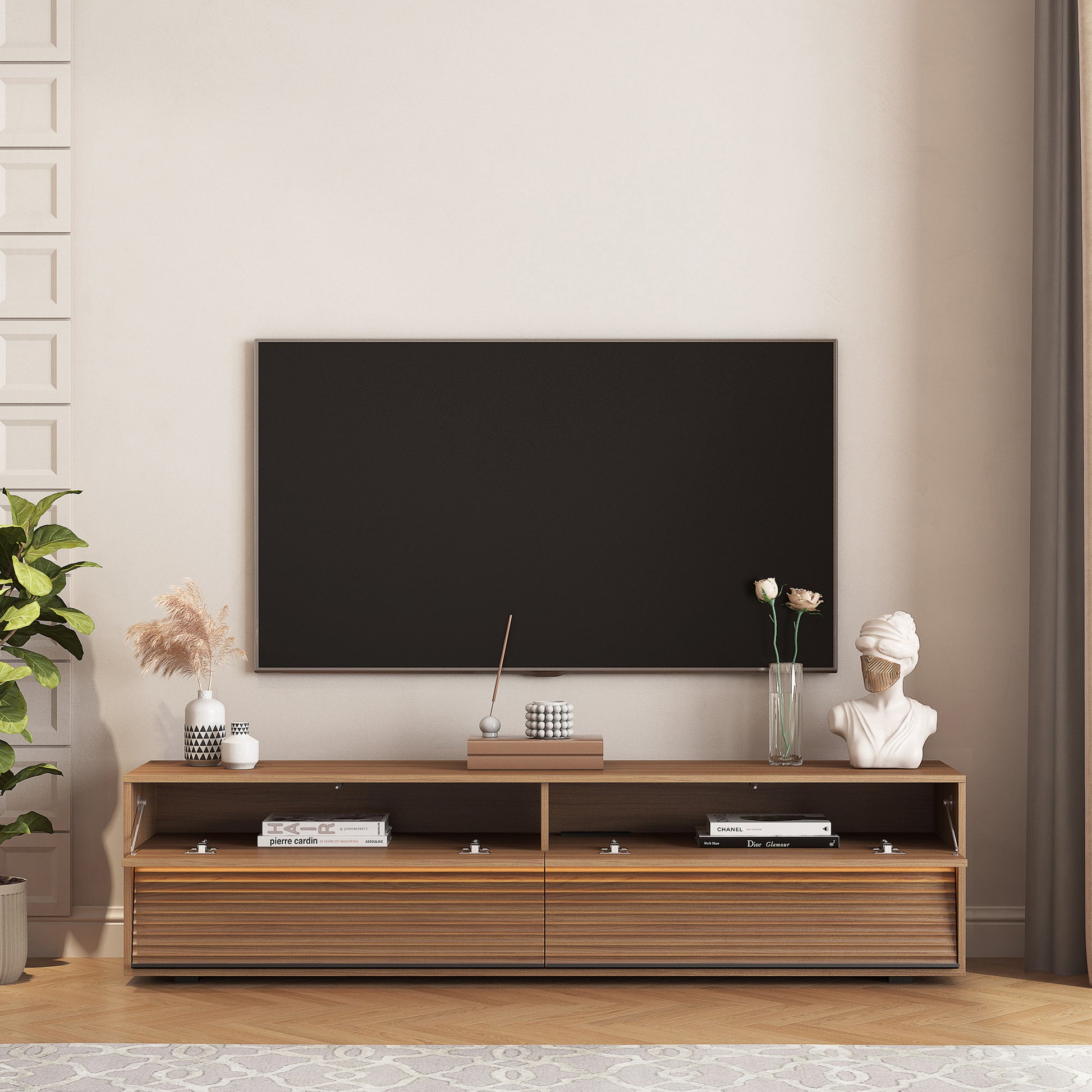 Floating Tv Stand Wall Mounted With 16 Color Leds,68" Modern Tv Stand, Floating Tv Cabinet Entertainment Center For 55 60 65 Inch Tv,Wood Wood 60 69 Inches Mdf