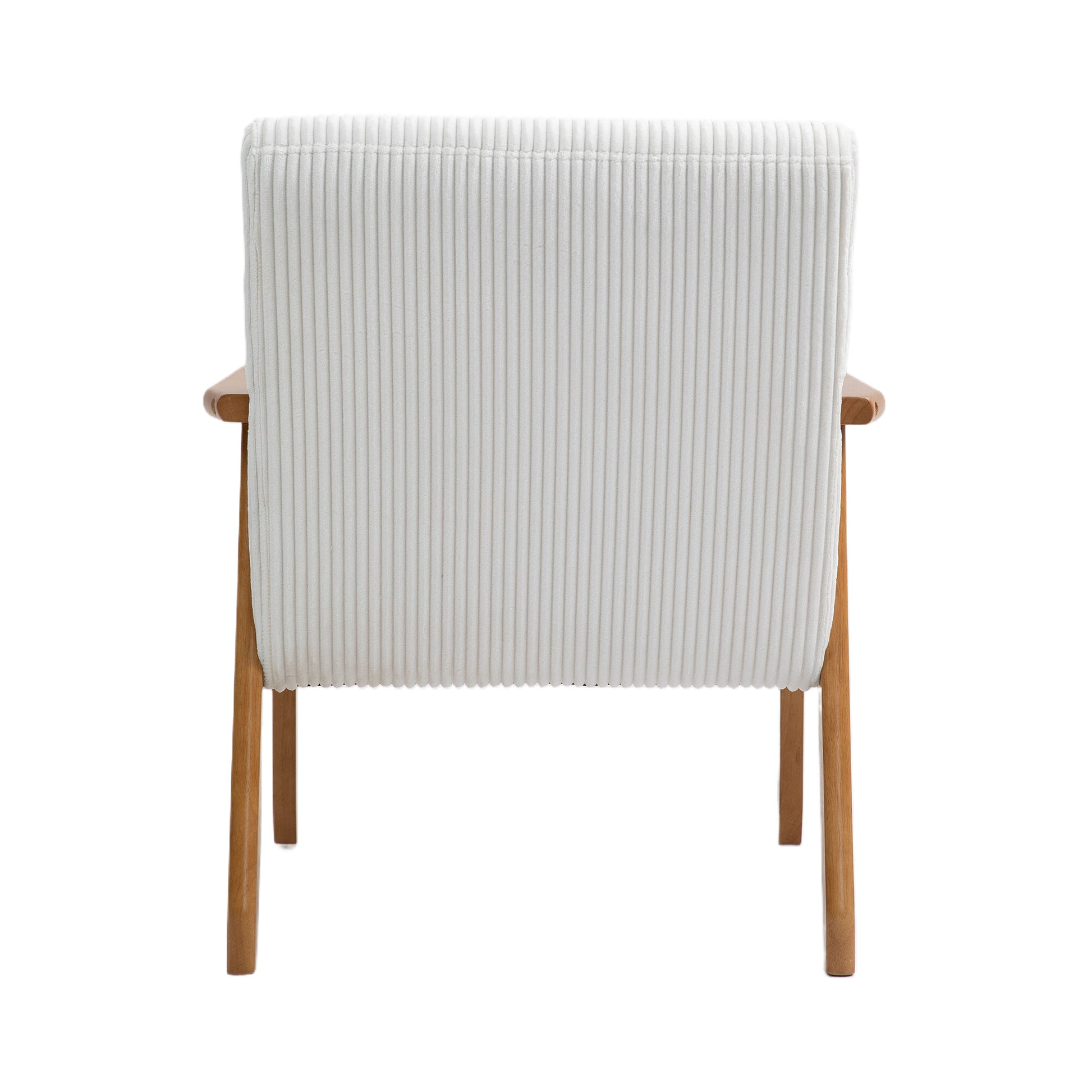 Leisure Chair With Solid Wood Armrest And Feet, Leisure Chair, Wood Frame, Velvet, L, Solid Rubber Wood Legs, Mid Century Modern Accent Chair, For Living Room Bedroom Studio Chair Beige Corduroy