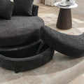 Orisfur. 360 Swivel Accent Barrel Chair With Storage Ottoman & 4 Pillows, Modern Chenille Leisure Chair Round Accent For Living Room, Gray Gray Foam Chenille