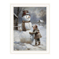 Finishing Touch On The Snowman White Framed Wall Art For Living Room, Holiday Wall Art Print For Home Decor, Bedroom Wall Art By Jo Moulton Multicolor Wood Paper