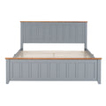 Queen Size Wood Platform Bed Wooden Slat Support, Vintage Simple Bed Frame With Rectangular Headboard And Footboard, Grey Box Spring Not Required Queen Grey Wood