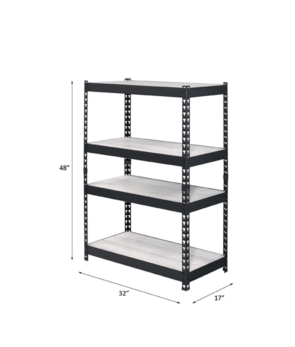 Decmus Natural & Black Finish Bookshelf Black,Natural Metal,Synthetic Wood