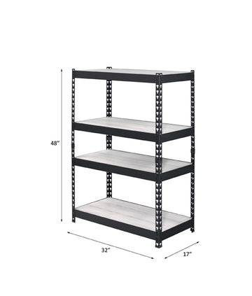 Decmus Natural & Black Finish Bookshelf Black,Natural Metal,Synthetic Wood