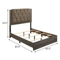 Brown And Rustic Grey Oak Tufted Queen Bed Box Spring Required Queen Brown Wood Bedroom Transitional Panel Wood Fabric