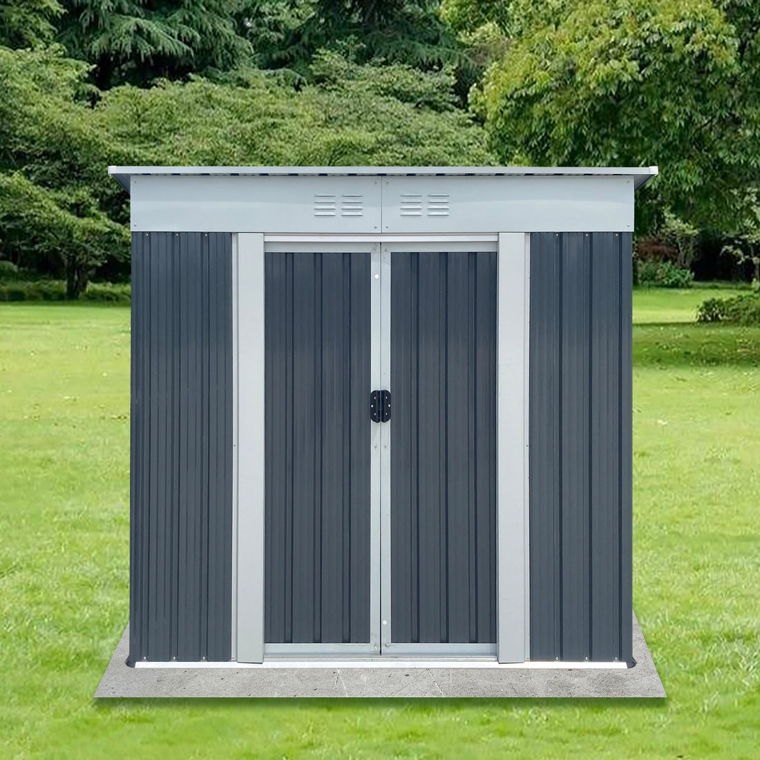 Outdoor Storage Sheds 6Ftx4Ft Pent Roof Grey Grey Garden & Outdoor Metal