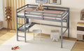 Twin Loft Bed With Built In Desk And Bookcase Of Three Compartments, Guardrails And Ladder,Grey Twin Grey Pine