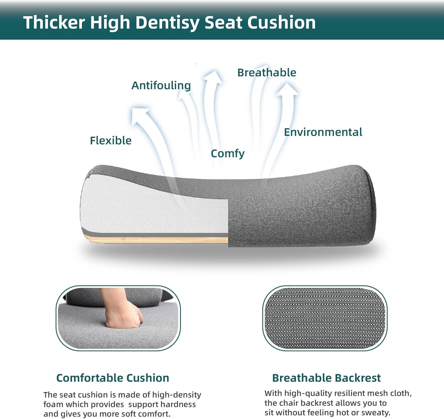 Retractable Footrest Ergonomic Swivel Office Chair With Lumbar Support Pillow And Padded Armrests, Grey Grey Metal