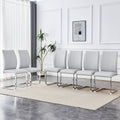 Luxury Simple Arch Chair Set Of 6 Light Gray Pu Material High Resilience Dining Chair With Arched Metal Silver Leg. Light Gray,Silver Metal,Pu