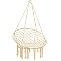 Hanging Macrame Hammock Chair With Handwoven Cotton Backrest Natural Cotton