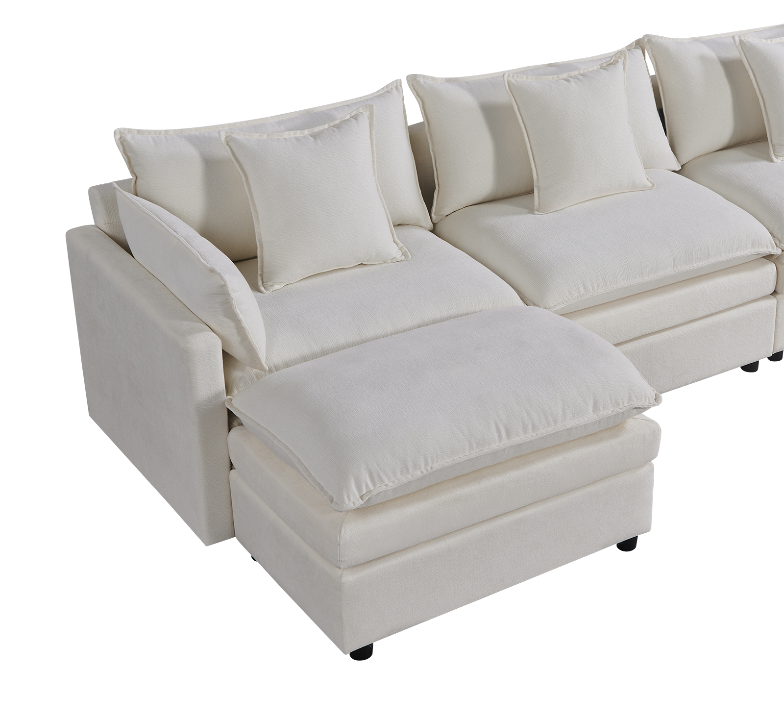142.52"Modern Chenille U Shaped Sectional Sofa With Convertible Chaise, Comfy Cloud Couch Deep Sectional Sofa With Ottomans For Living Room White Wood Foam Chenille 4 Seat