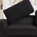 86.5 Inch Sofa Couch Deep Seat Sofa With Two Storage Spaces, T Pyce Charging Portsusb Charging Ports & 2 Cup ,Corduroy 3 Seater Couch, Modern Sofas For Living Room Black Foam Corduroy 3 Seat