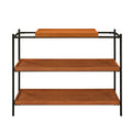Honey Oak And Black 3 Shelf Console Table Honey Primary Living Space Oak Rectangular Wood Metal