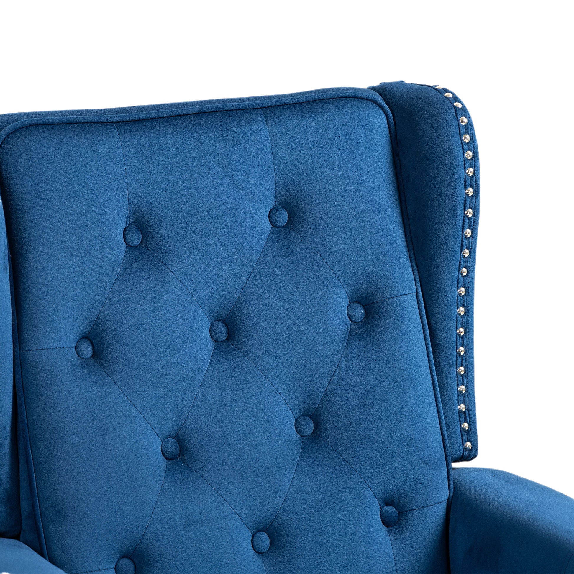 Coolmore Wood Frame Armchair, Modern Accent Chair Lounge Chair With Sturdy Wood Legs For Living Room Bedroom Navy Navy Foam Velvet