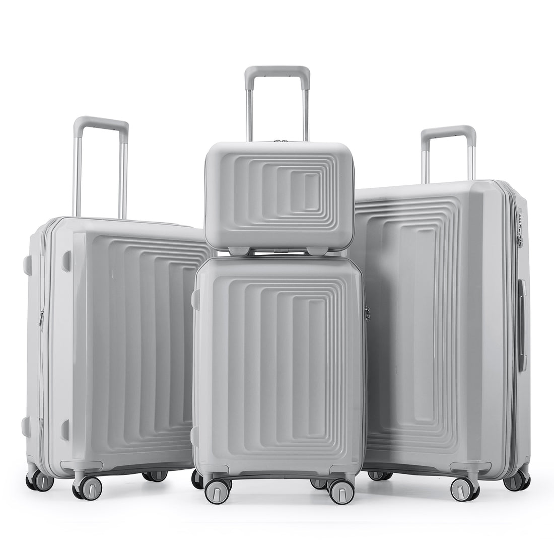 Luggage 4 Piece Sets 14 20 24 28 , Hard Shell Lightweight Tsa Lock Carry On Expandable Suitcase With Spinner Wheels Travel Set For Men Women Silver Polypropylene