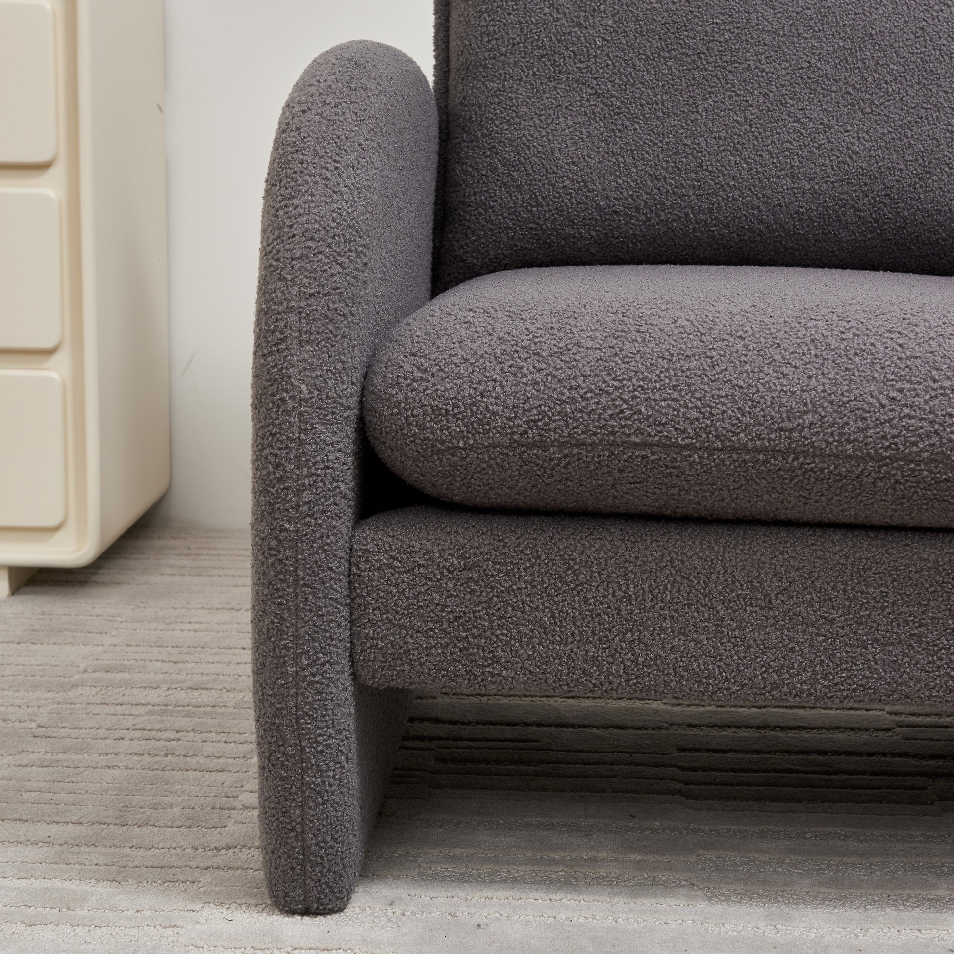 Modern Sherpa Upholstered Accent Chair, Comfortable Living Room Armchair, Lounge Chair For Bedroom, And Office Stylish And Ergonomic Design Gray Foam Sherpa