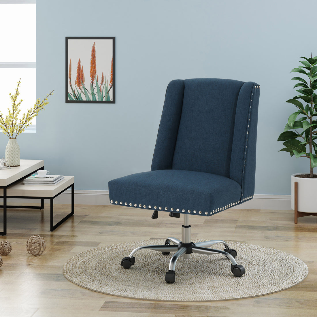 Office Chair Navy Blue Fabric