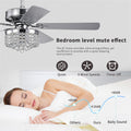 52Inch Crystal Ceiling Fan With Lights, 5 Wood Bladesmodern Fandelier Ceiling Fan With Noiseless Motor, Chandelier Fan With Remote For Bedroom,Living Room Chrome3*G9 Bulb Chrome American Design,American Traditional,Antique,Farmhouse,Industrial Plywood