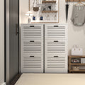 Wooden Shoe Cabinet For Entryway, White Shoe Storage Cabinet With 3 Flip Doors 20.94X9.45X43.11 Inch White Mdf