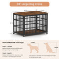 Furniture Style Dog Crate Wrought Iron Frame Door With Side Openings, Rustic Brown, 38.4''W X 27.7''D X 30.2''H. Rustic Brown Particle Board