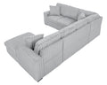 122 Inch Pull Out Couch, Rabbit Plush Fabric Sofa Bed With Usb Ports & Comfy Upholstered, Oversized U Shape Sectional Sleeper Sofa Bed With Storage Chaise, Grey Light Brown Wood Primary Living Space Medium Duty Eucalyptus 6 Seat Grey Polyester Soft