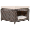 K&K 5 Pieces Outdoor Patio Furniture Set With Pet House Cool Bar And Retractable Side Tray, Rattan Wicker Patio Swivel Rocking Chairs Set Of 2 With Ottomans For Backyard, Porch, Balcony, Beige Yes Rocker & Glider Brown Beige Seats 2 Weather Resistant