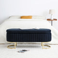 Storage Bench Bedroom Bench, Velvet Oval Upholstered End Of Bed Bench With Golden Metal Legs,50