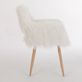 White Faux Fur Upholstered Make Up Chair Side Dining Chair With Metal Leg White Beech Metal Leg White Faux Fur