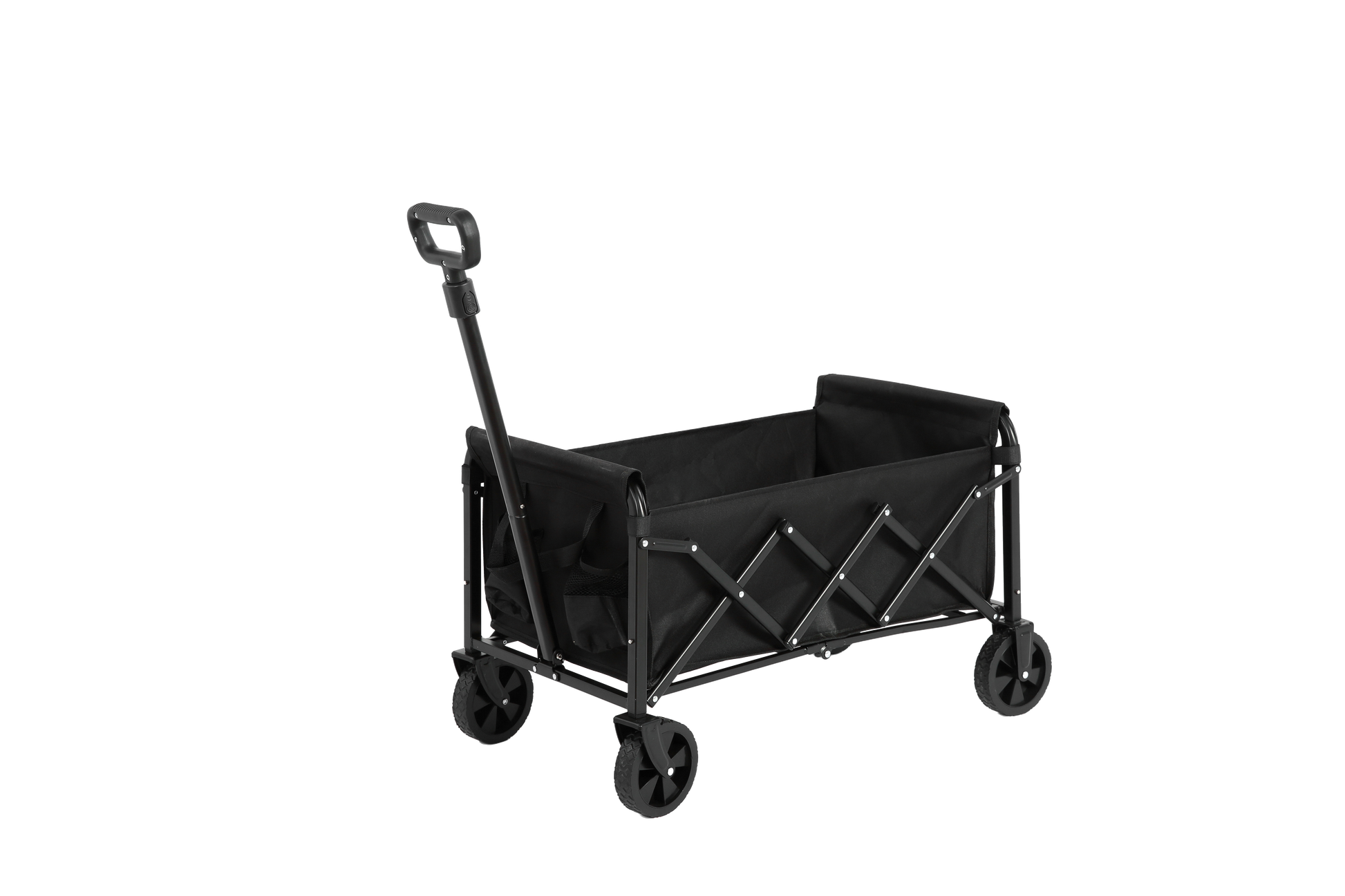 Lightweight Portable Heavy Duty Folding Beach Wagons With Wheels Outdoor Utility Carts For Grocery, Camping, Shopping, Sports, Garden With Large Capacity Black Black Steel