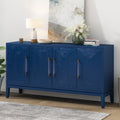 Versatile Four Door Sideboard With Brushed Doors And Fir Veneer,Featuring Elegant Handles,Perfect For Various Spaces. Navy Blue American Design Mdf