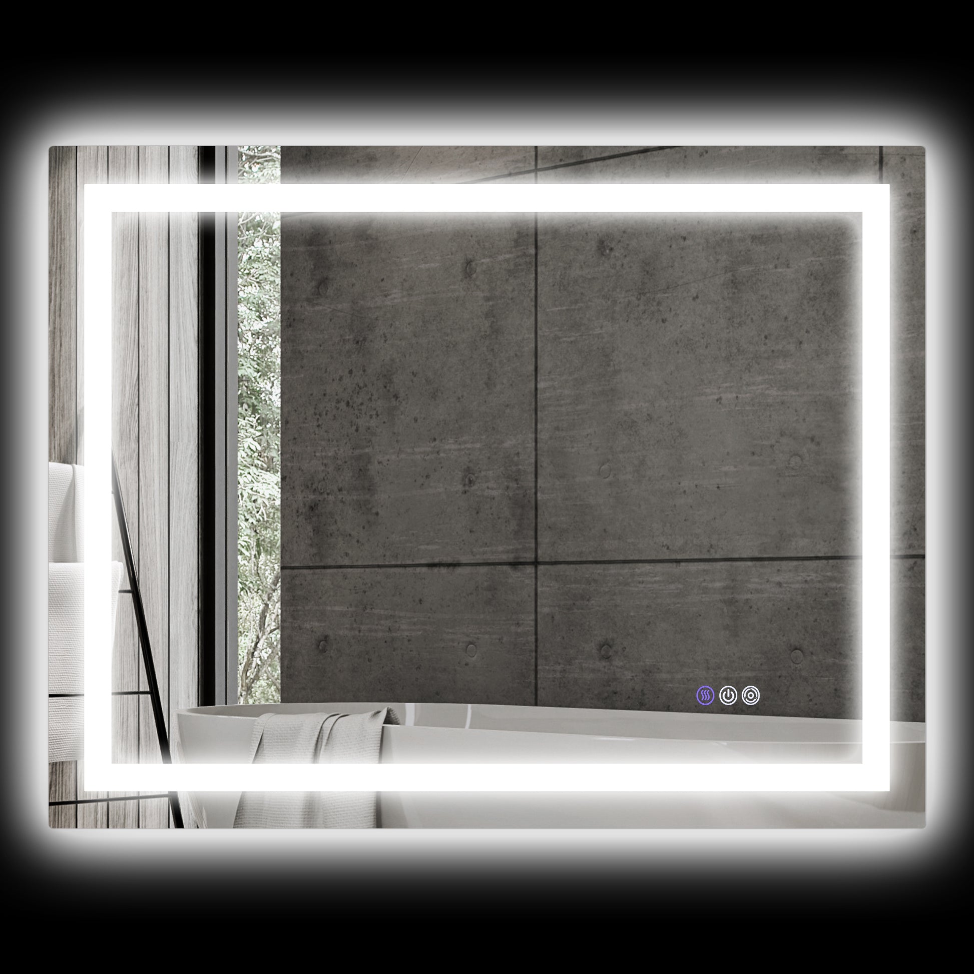 Homcom Led Bathroom Mirror With Lights, 39" X 32" Backlit Front Lit Led Mirror For Bathroom, Anti Fog, Memory, Infinite Color Temperature, Wall Mounted Dimmable Vanity Mirror, Horizontal Vertical Clear Glass