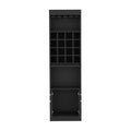 Bar Double Door Cabinet, Sixteen Built In Wine Rack, Concealable Serving Tray, One Shelf, Black Black Solid Wood Mdf Engineered Wood