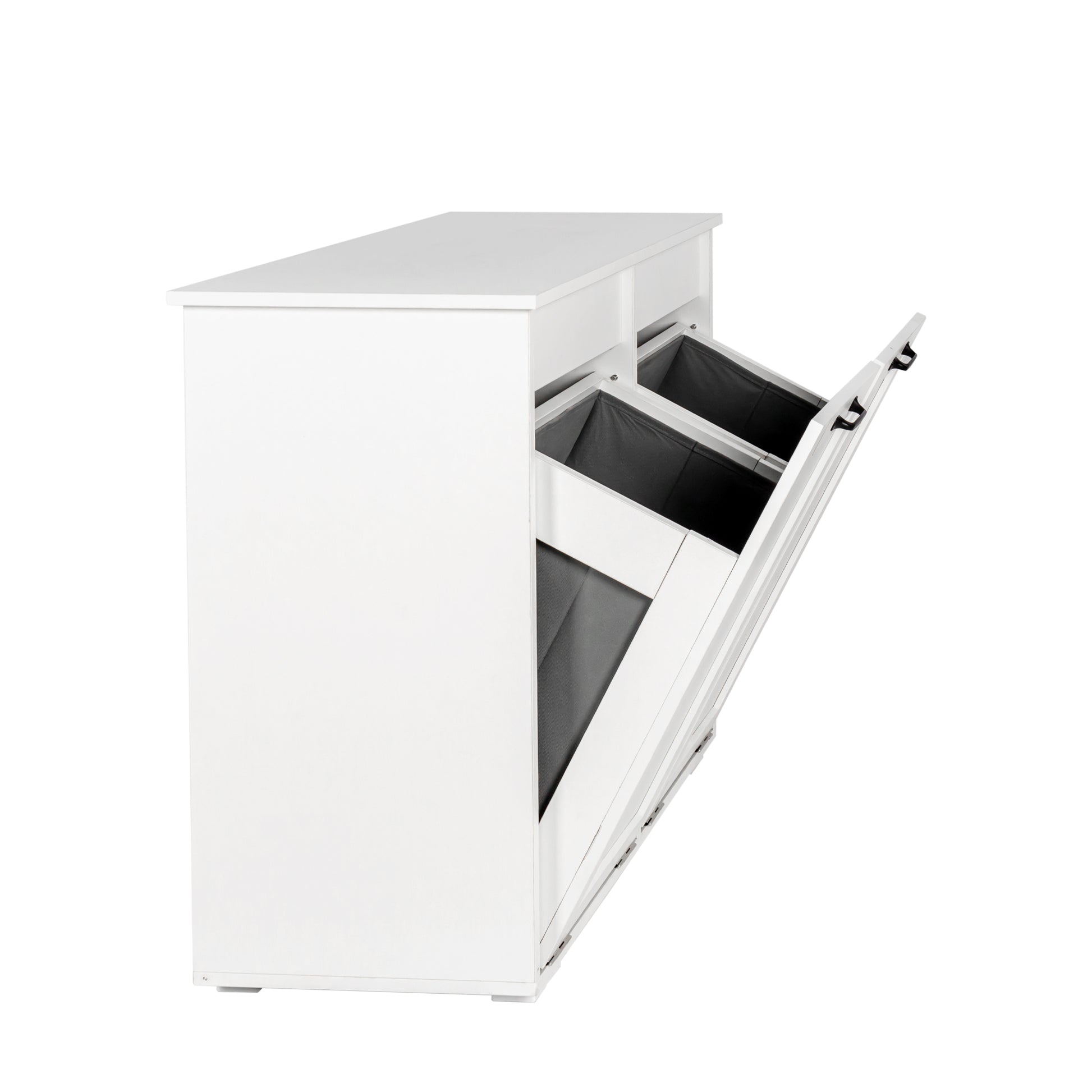 Laundry Cabinet ,With 2 Removable Liner Bags White Particle Board Mdf