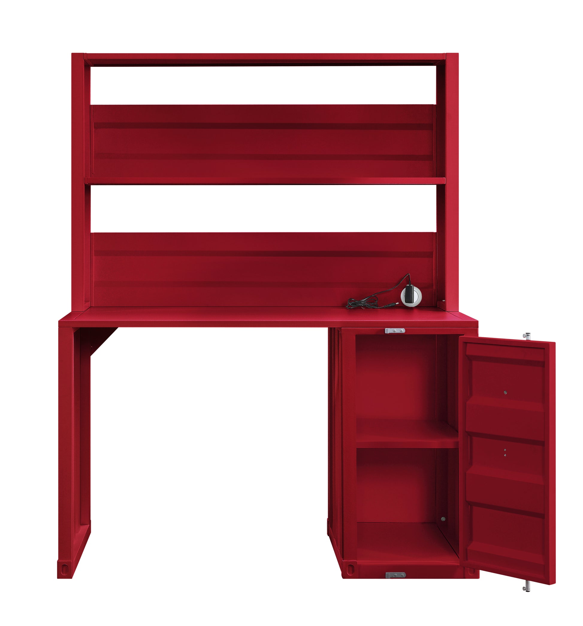 Red 1 Door Writing Desk With Hutch Red Writting Desk Office Industrial Freestanding Rectangular Hutch Iron