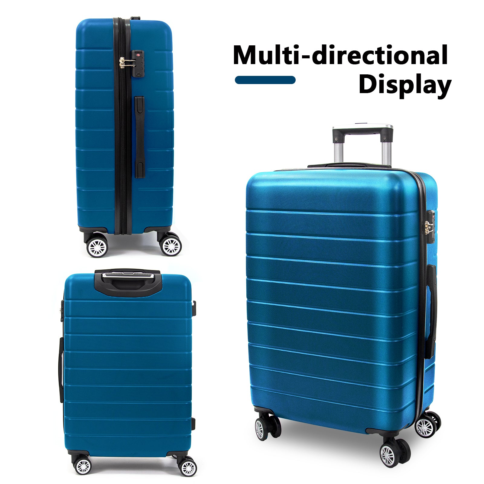 3 Piece Luggage Set Travel Lightweight Suitcases With Rolling Wheels,Tsa Lock & Abs Hard Shell ,Carry On Luggages For Business, Trip, 20 24 28 Dark Blue Abs