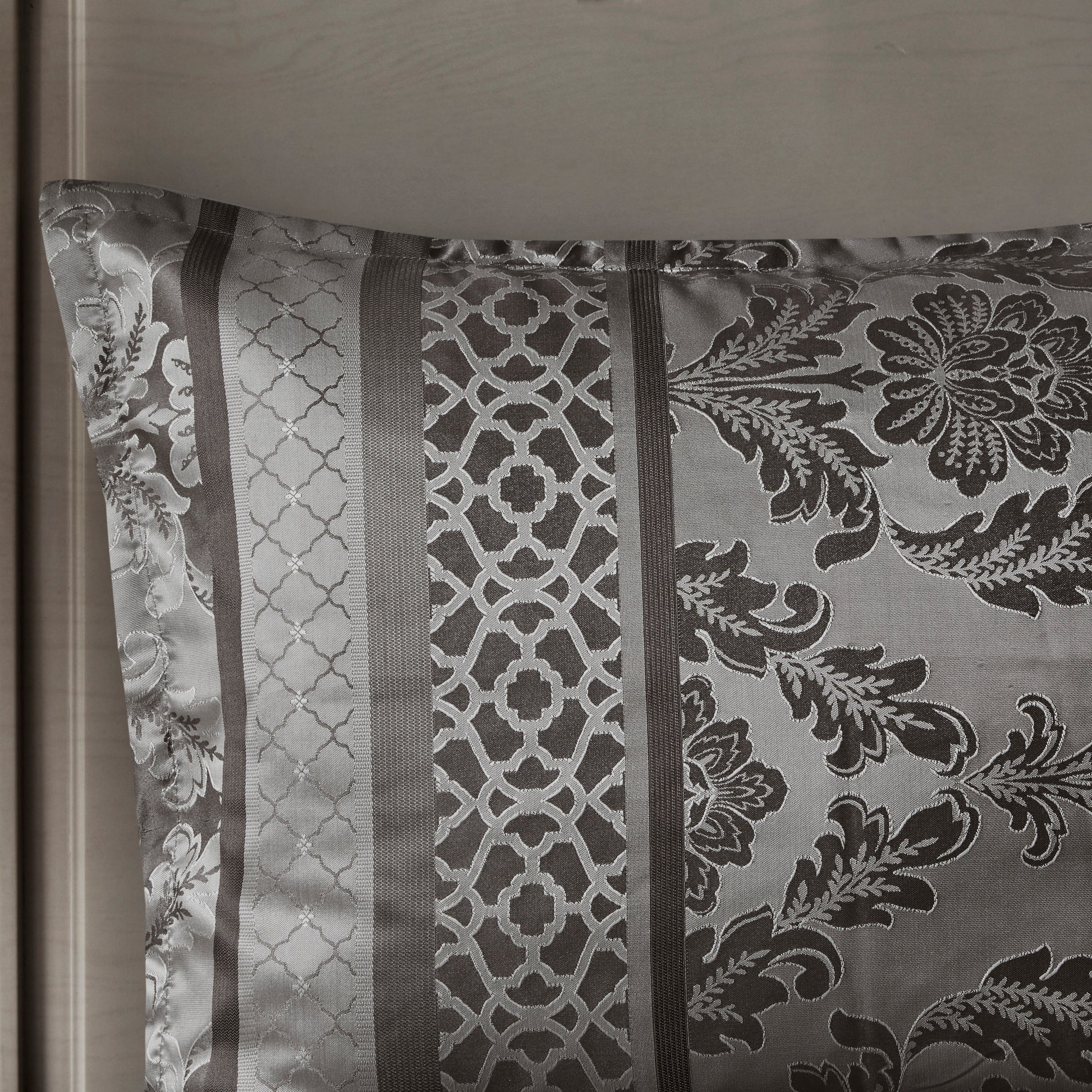 7 Piece Jacquard Comforter Set Grey King King Grey Polyester