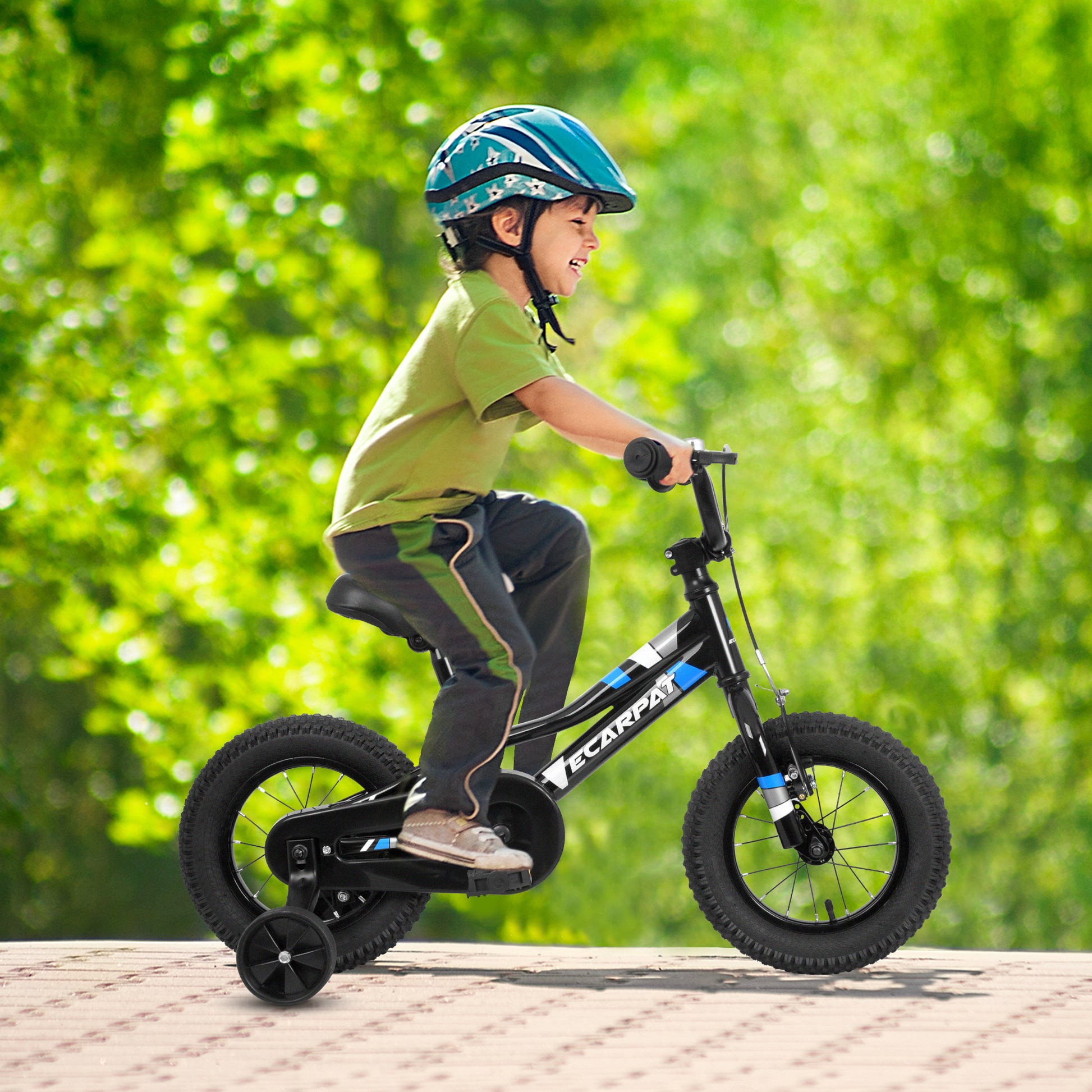 A12117 Ecarpat Kids' Bike 12 Inch Wheels, 1 Speed Boys Girls Child Bicycles For 2 3 Years, With Removable Training Wheels Baby Toys, Front V Brake, Rear Holding Brake Black 50 99 Lbs Cute Polyurethane Foam 3 To 4 Years Steel Outdoor